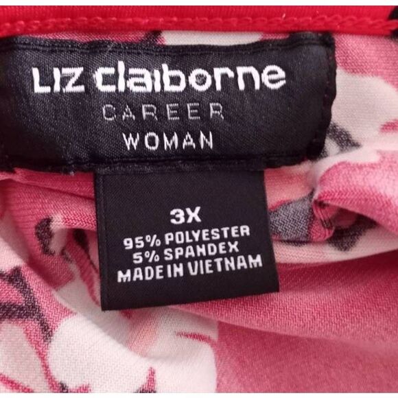 LIZ CLAIBORNE RED FLORAL BLOUSE SZ.3X EUC. - Picture 4 of 5